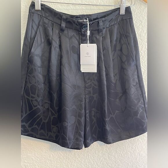 Anine Bing black silk short Carrie butterfly jacquard shorts size 34. NWT - Picture 6 of 7